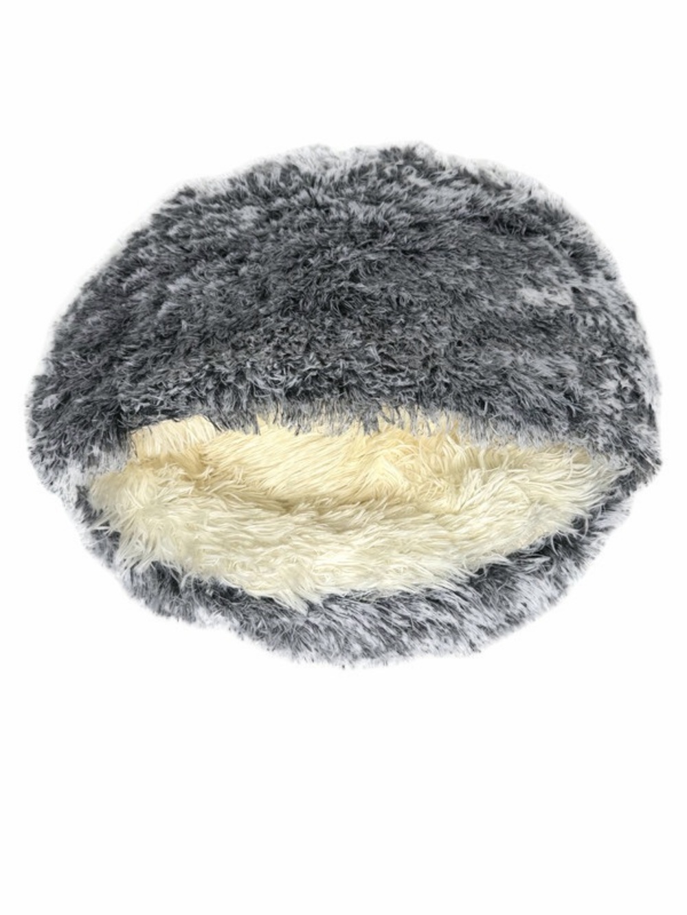 Soft Plush Faux Fur Pet Bed Grey White